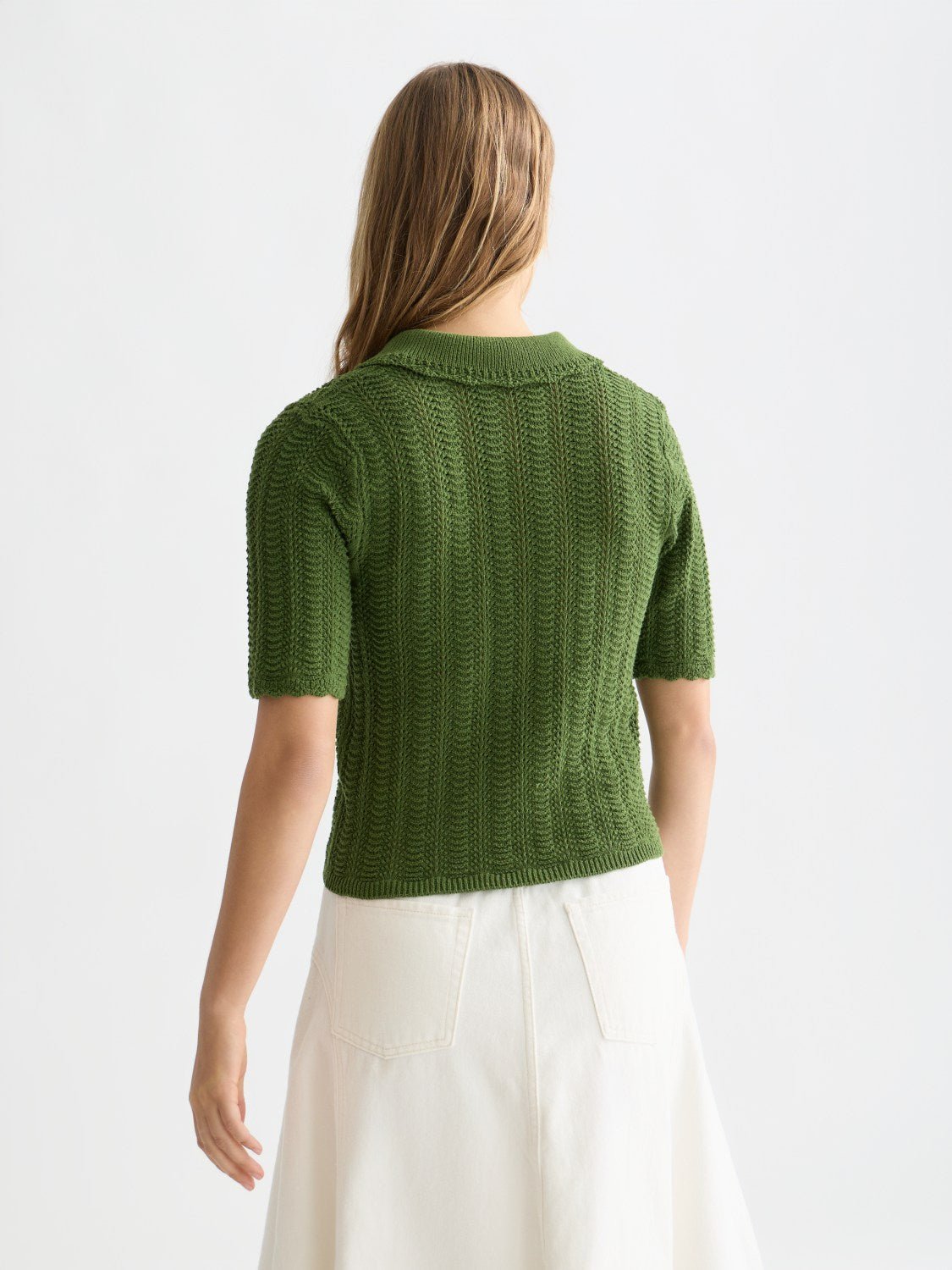 Pointelle Collared Knitted Tee - Scotch & Soda South Africa