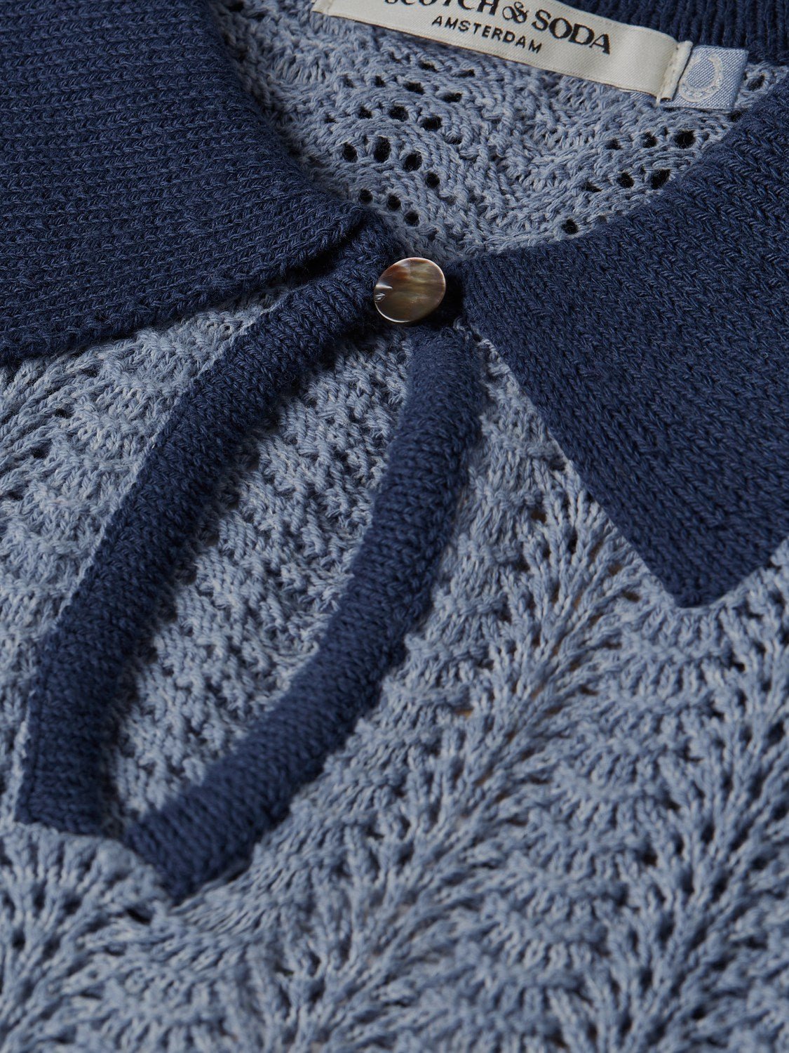 Pointelle Collared Knitted Tee - Scotch & Soda South Africa