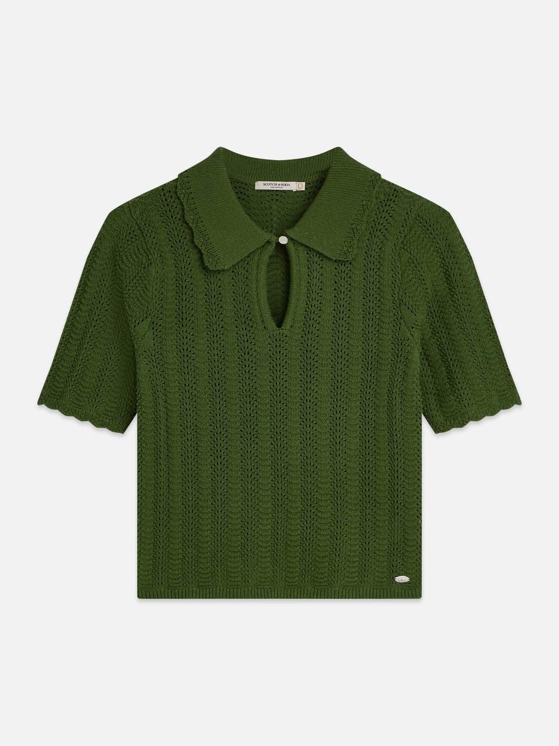 Pointelle Collared Knitted Tee - Scotch & Soda South Africa