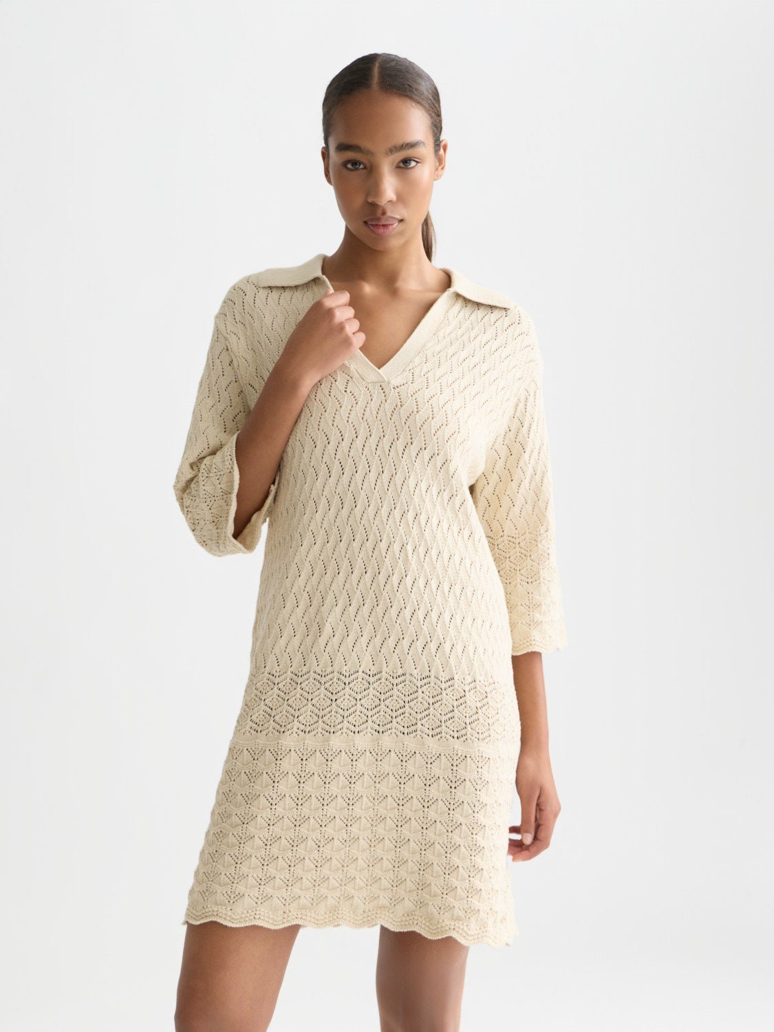 Pointelle Stitch Knitted Short Tunic Dress - Scotch & Soda South Africa