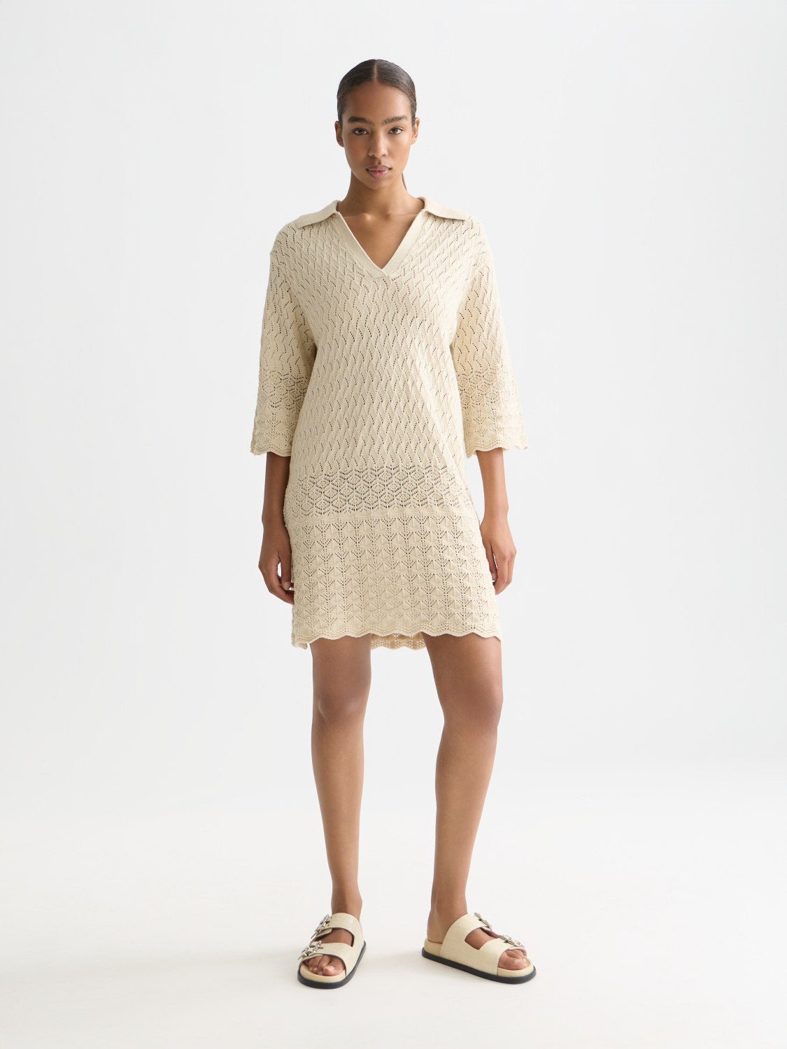 Pointelle Stitch Knitted Short Tunic Dress - Scotch & Soda South Africa