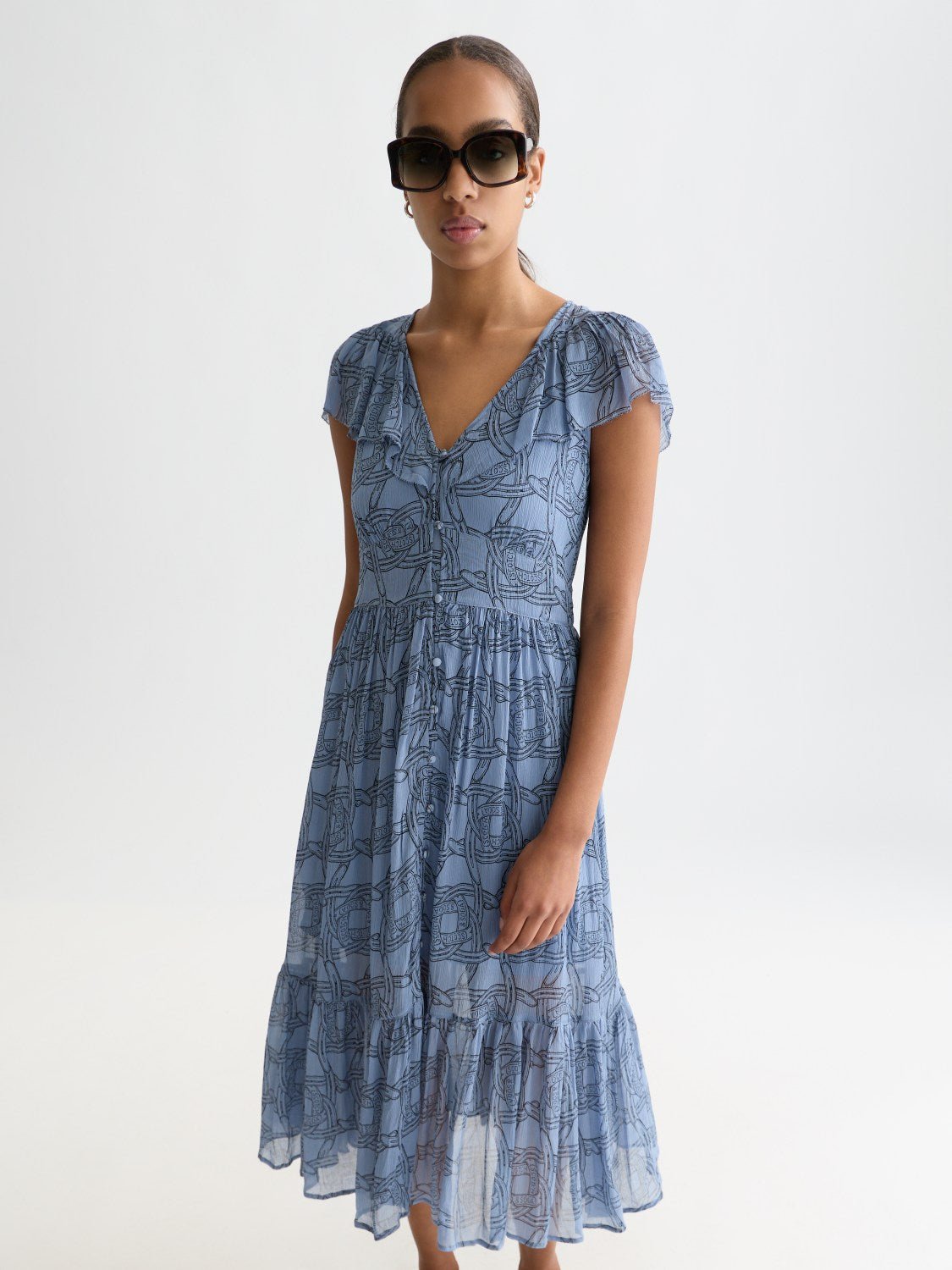Printed Chiffon Midi Day Dress - Scotch & Soda South Africa
