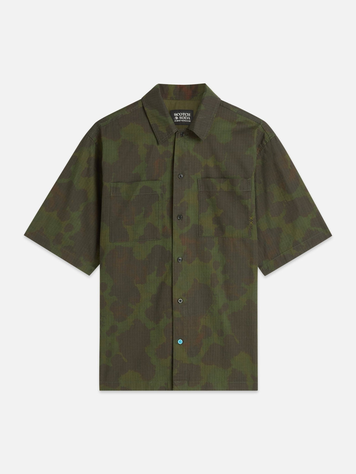 Printed Cotton Ripstop Relaxed Fit Short-Sleeved Shirt - Scotch & Soda South Africa