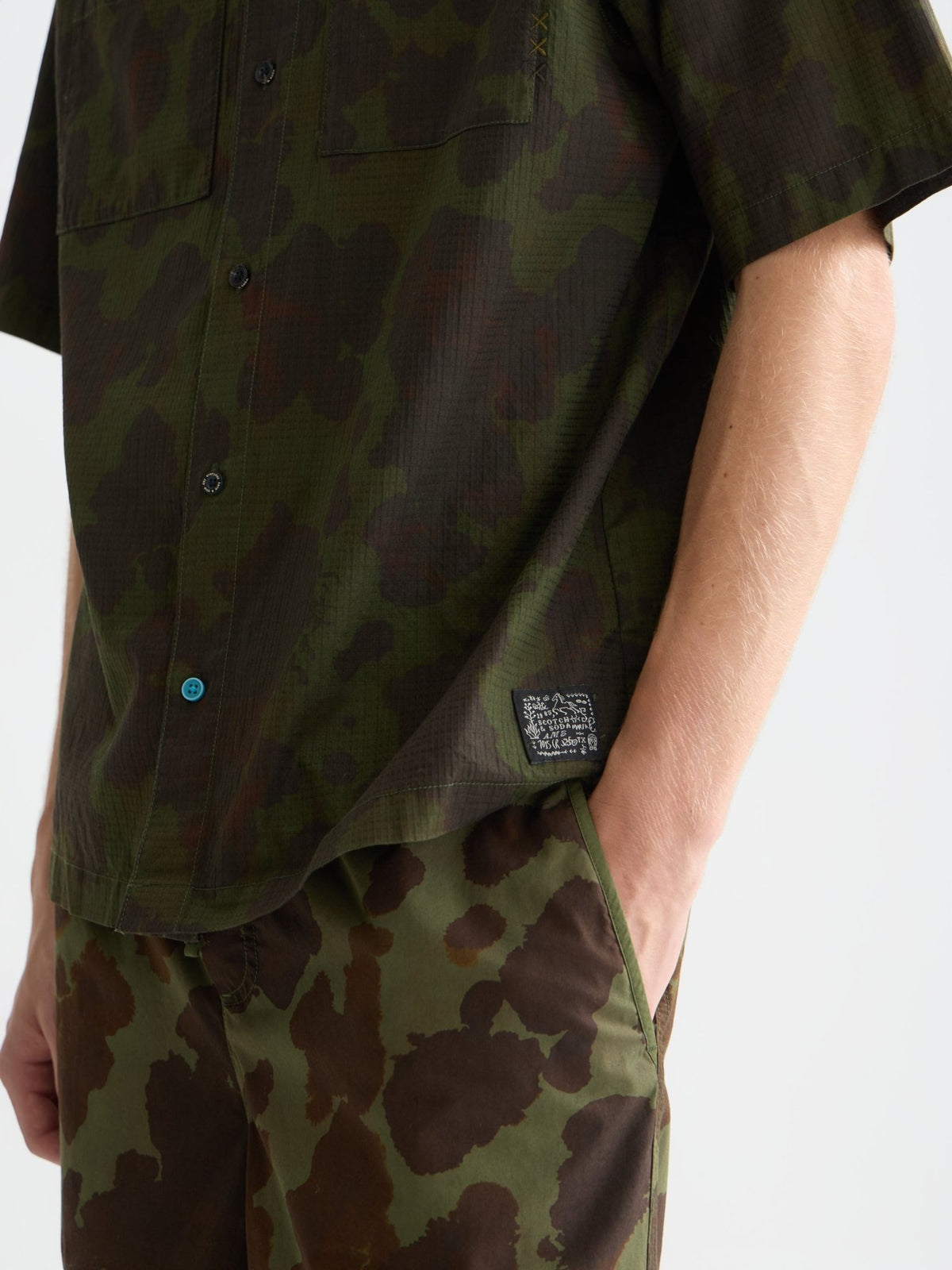 Printed Cotton Ripstop Relaxed Fit Short-Sleeved Shirt - Scotch & Soda South Africa