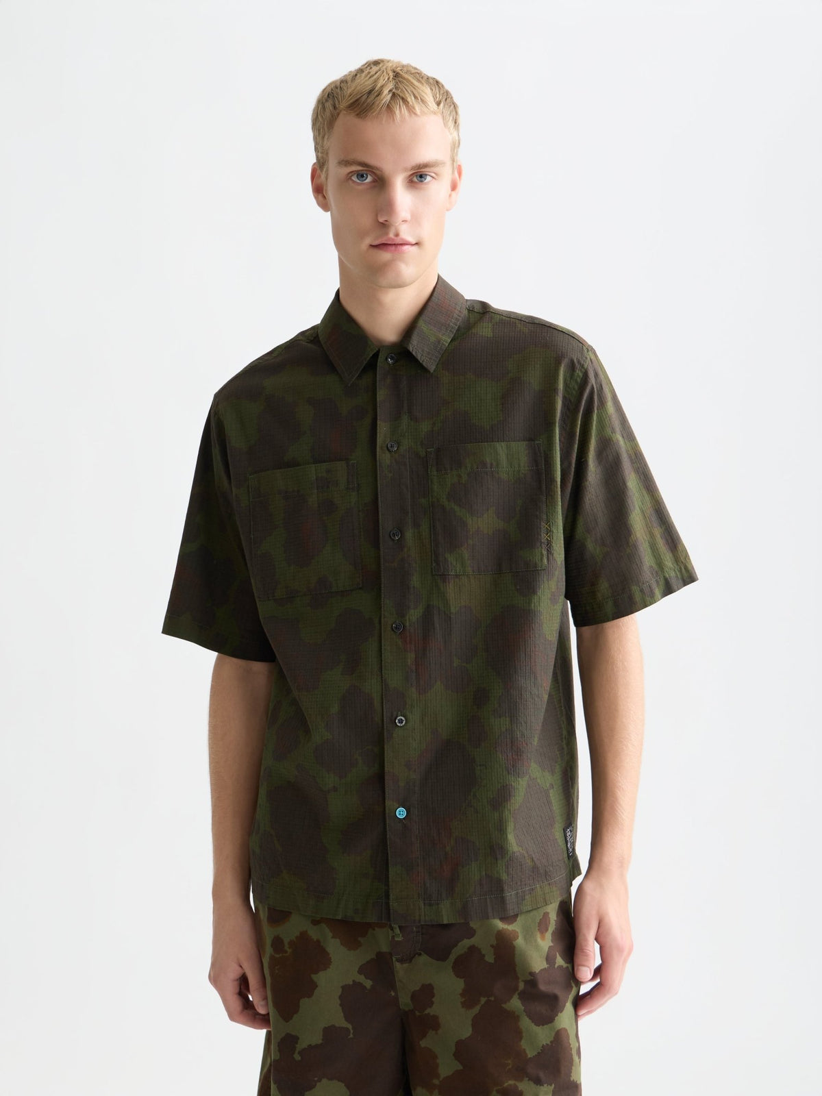 Printed Cotton Ripstop Relaxed Fit Short-Sleeved Shirt - Scotch & Soda South Africa