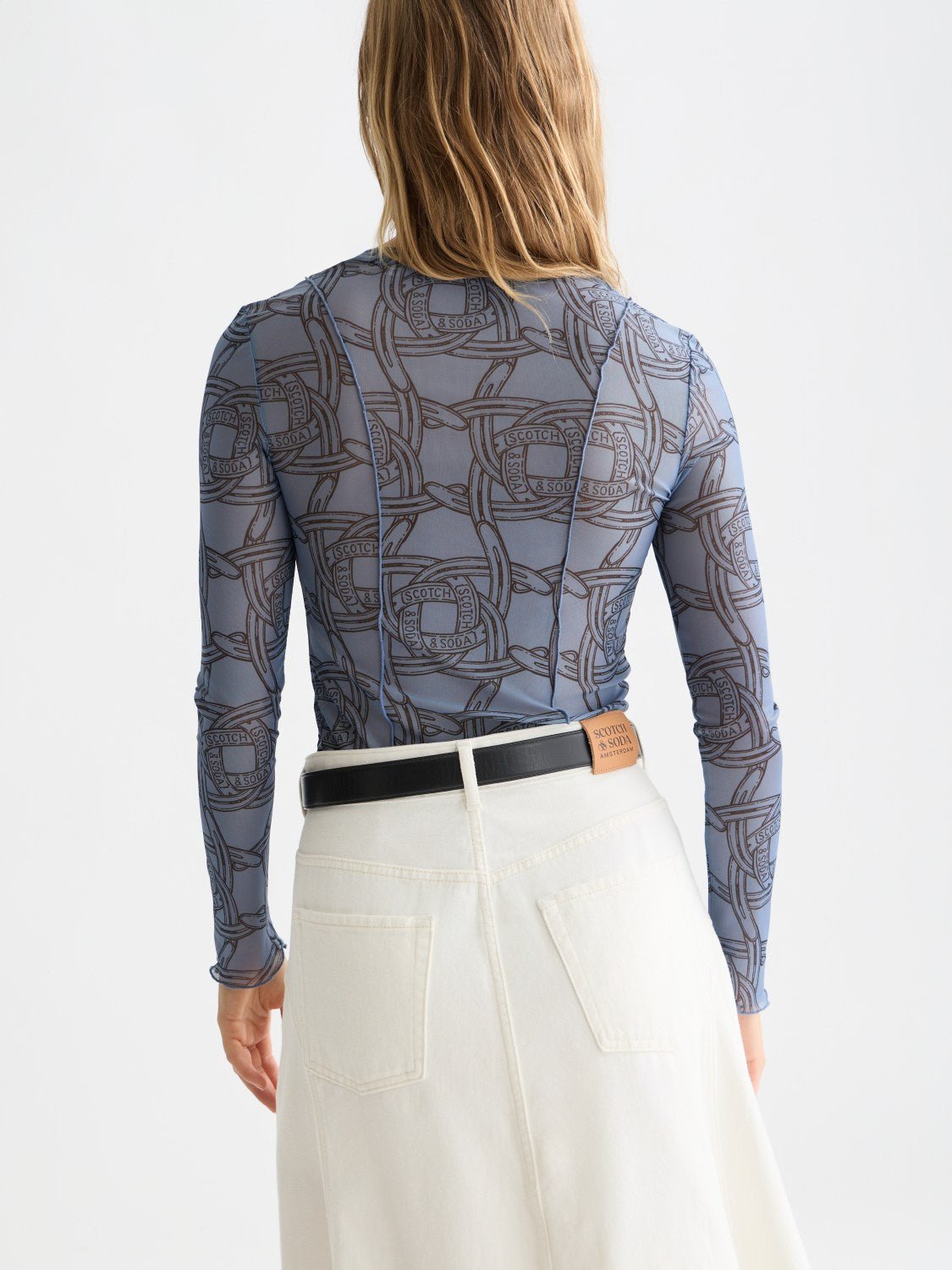 Printed Mesh Long Sleeve T-Shirt - Scotch & Soda South Africa