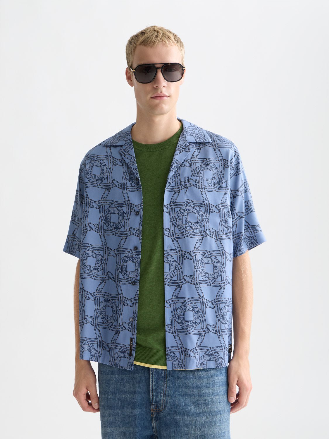Printed Tencel Relaxed-Fit Shortsleeved Shirt - Scotch & Soda South Africa