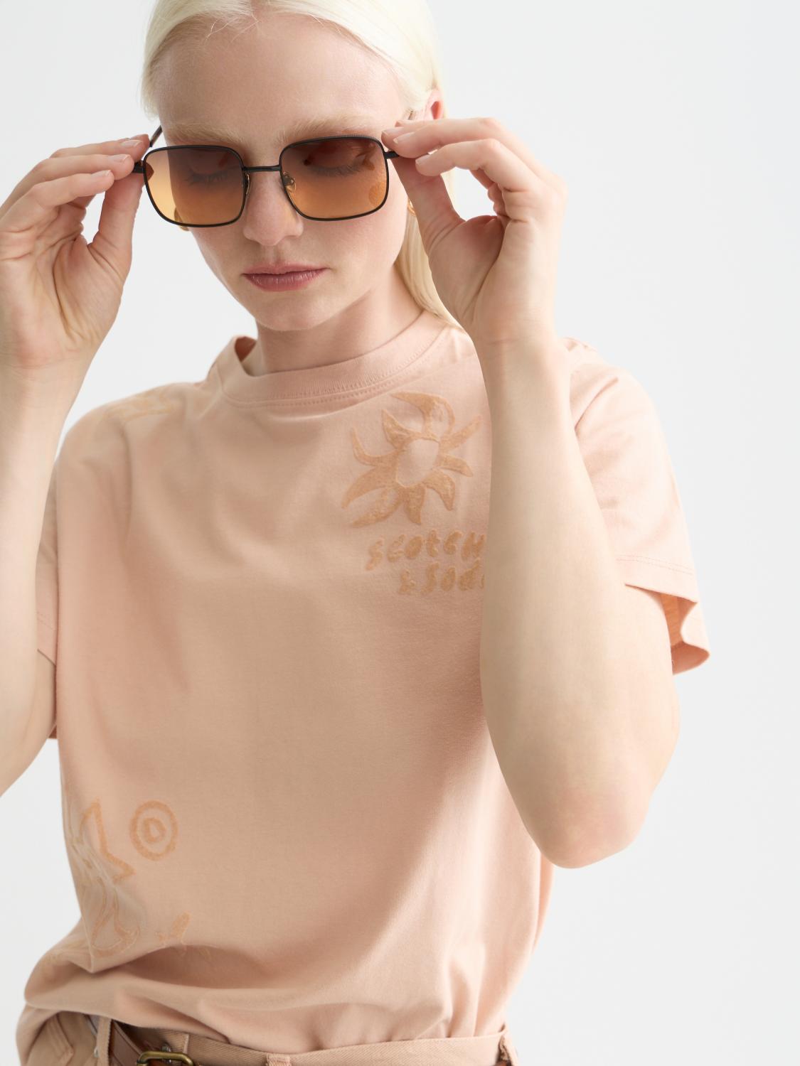 Regular Fit T-Shirt With Flock Print - Scotch & Soda South Africa