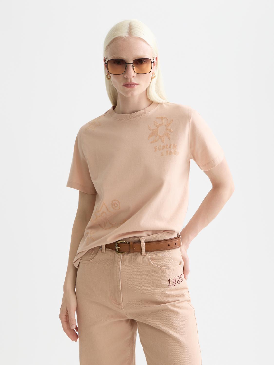 Regular Fit T-Shirt With Flock Print - Scotch & Soda South Africa