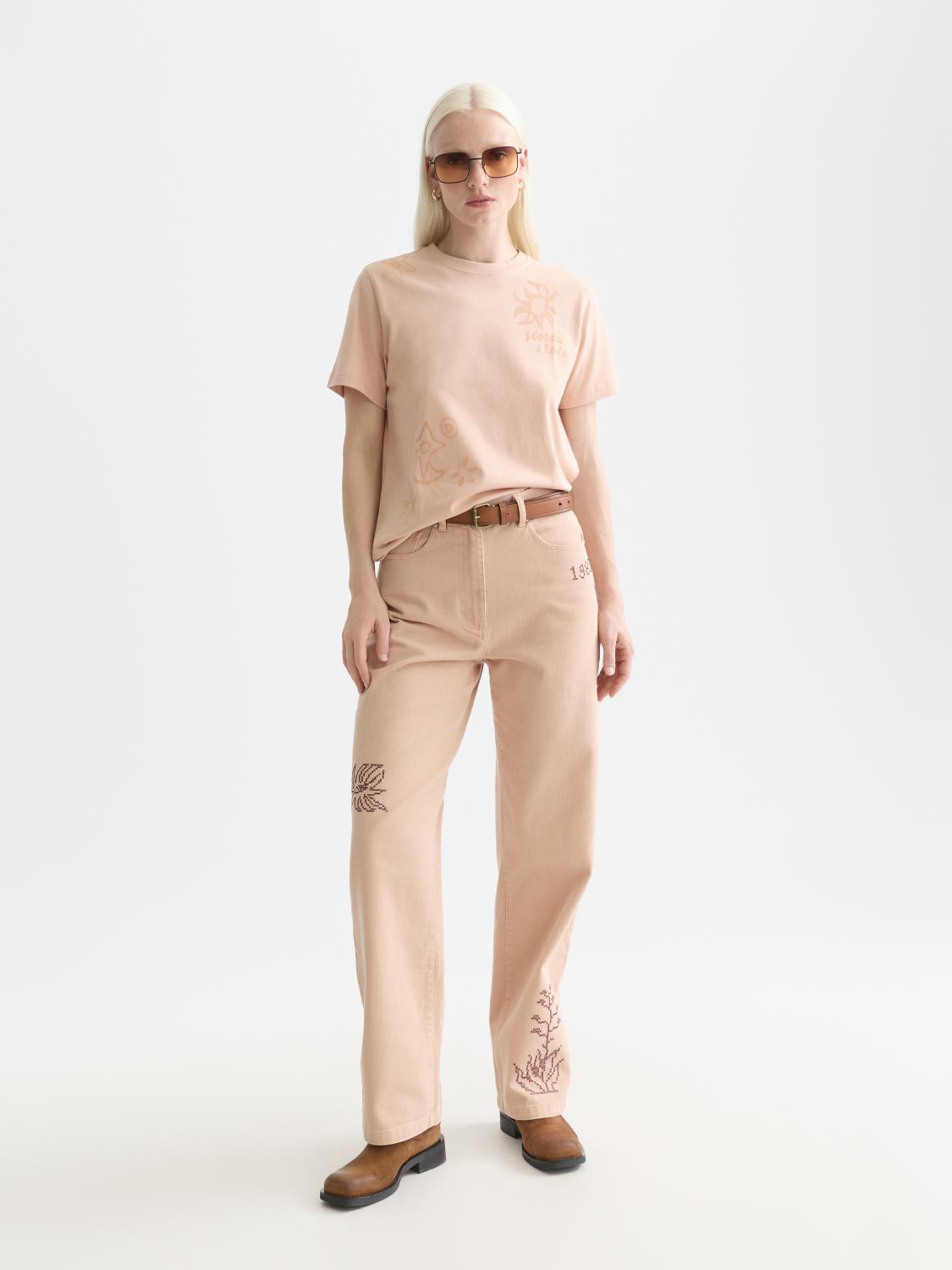 Regular Fit T-Shirt With Flock Print - Scotch & Soda South Africa