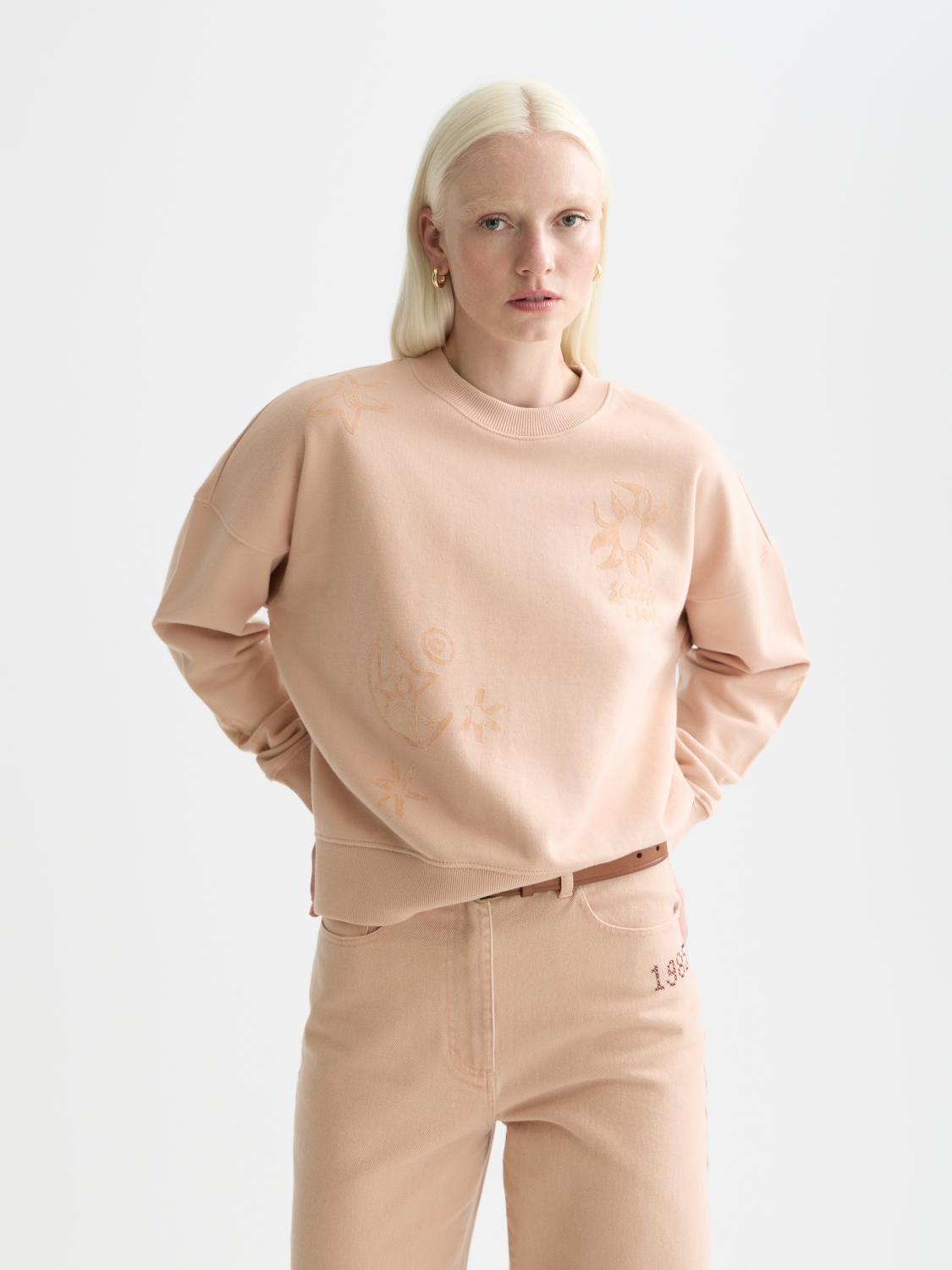 Relaxed Fit Sweatshirt With Flock Print - Scotch & Soda South Africa