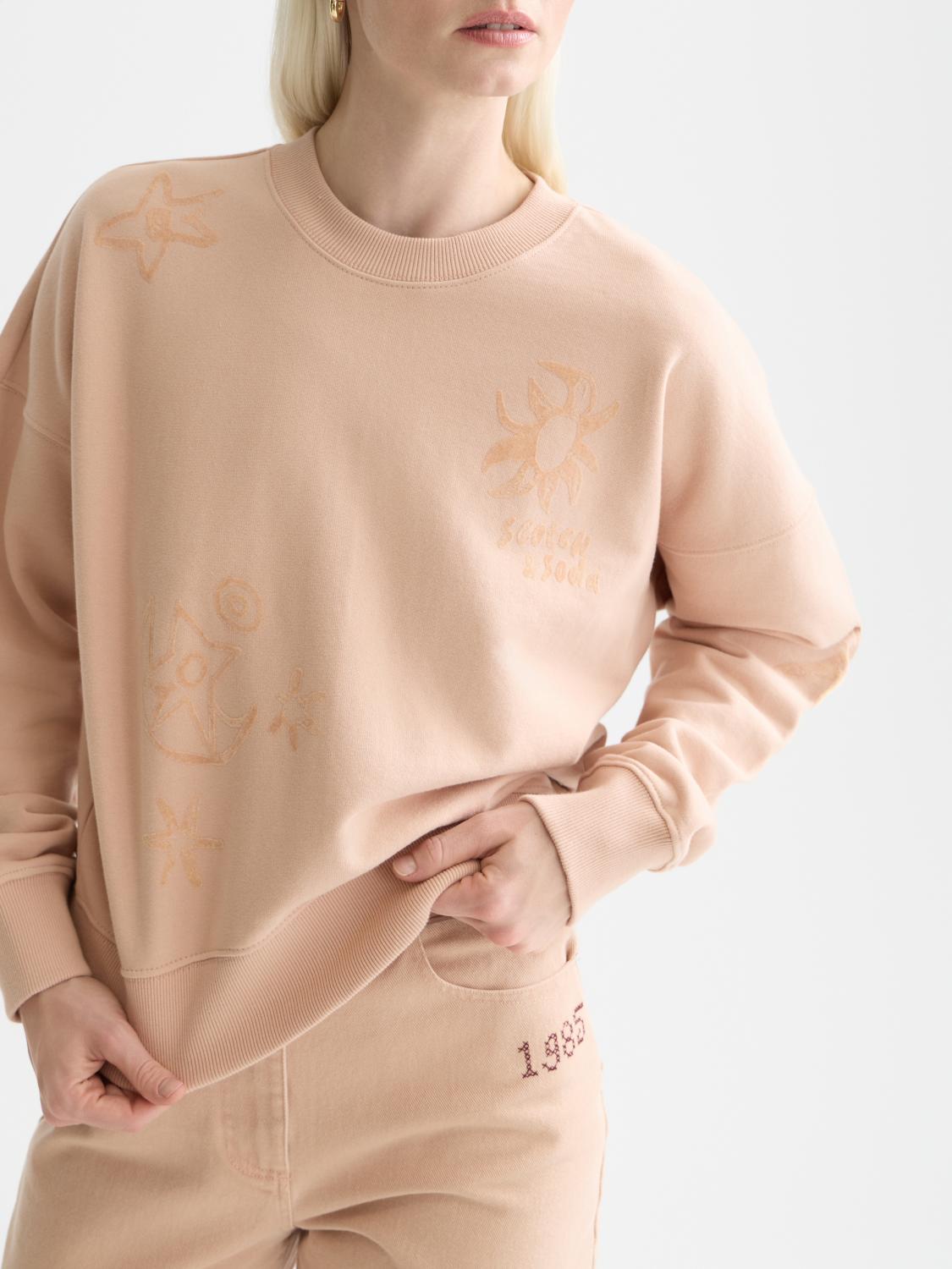 Relaxed Fit Sweatshirt With Flock Print - Scotch & Soda South Africa