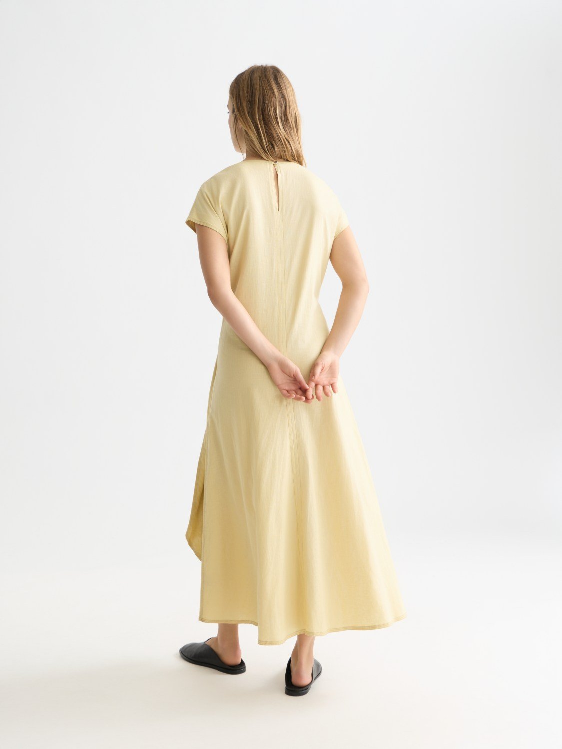 Relaxed Linen Blend Ankle Length Tie Dress - Scotch & Soda South Africa