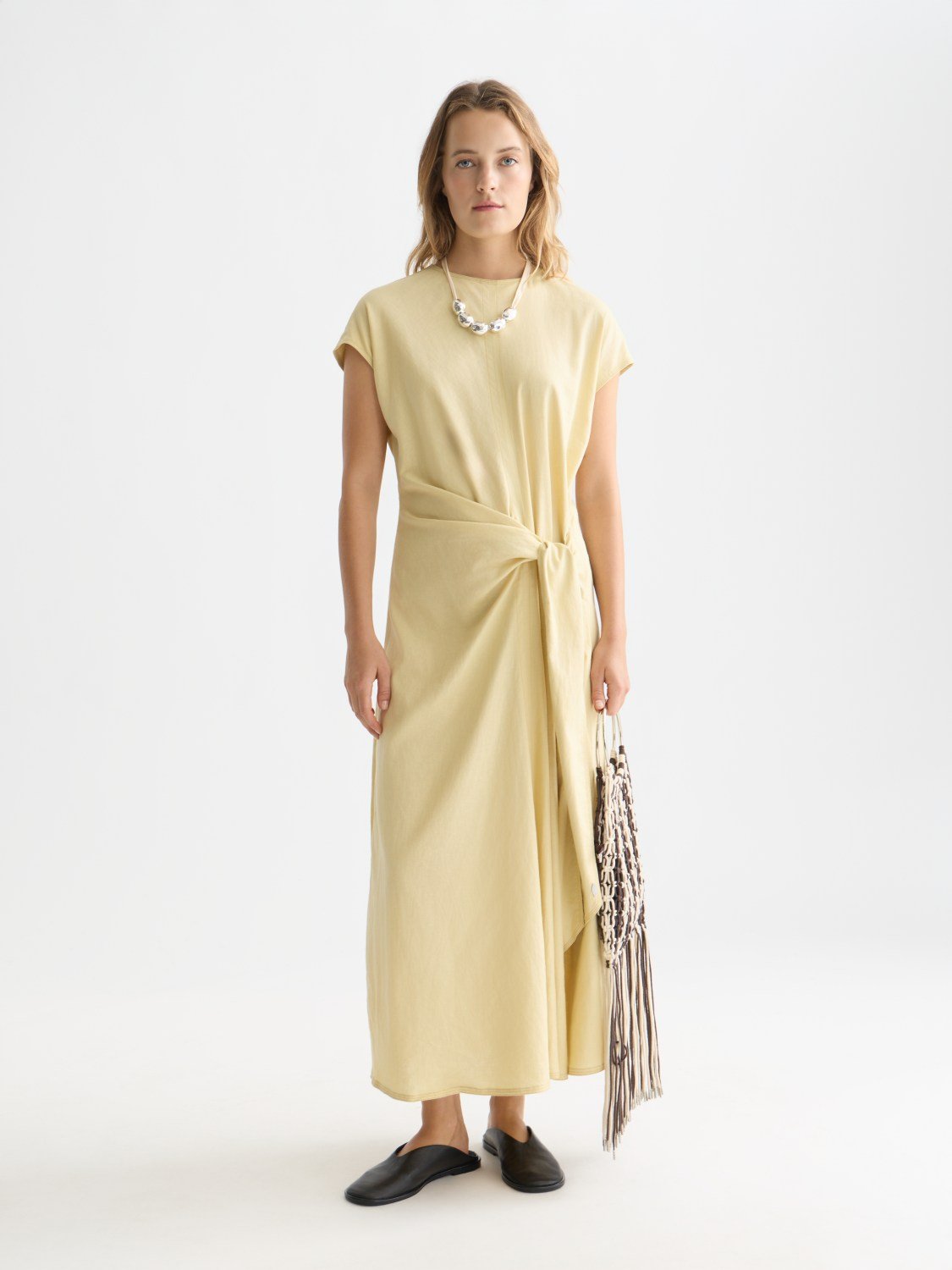 Relaxed Linen Blend Ankle Length Tie Dress - Scotch & Soda South Africa