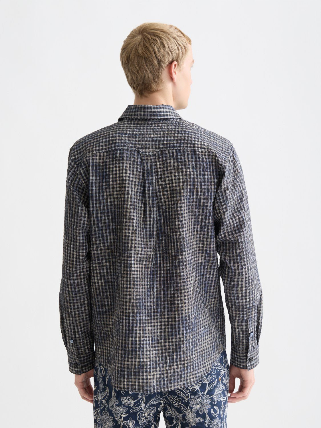 Seersucker Micro Check Relaxedfit Shirt - Scotch & Soda South Africa