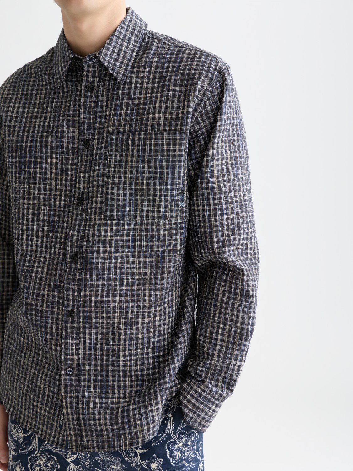 Seersucker Micro Check Relaxedfit Shirt - Scotch & Soda South Africa