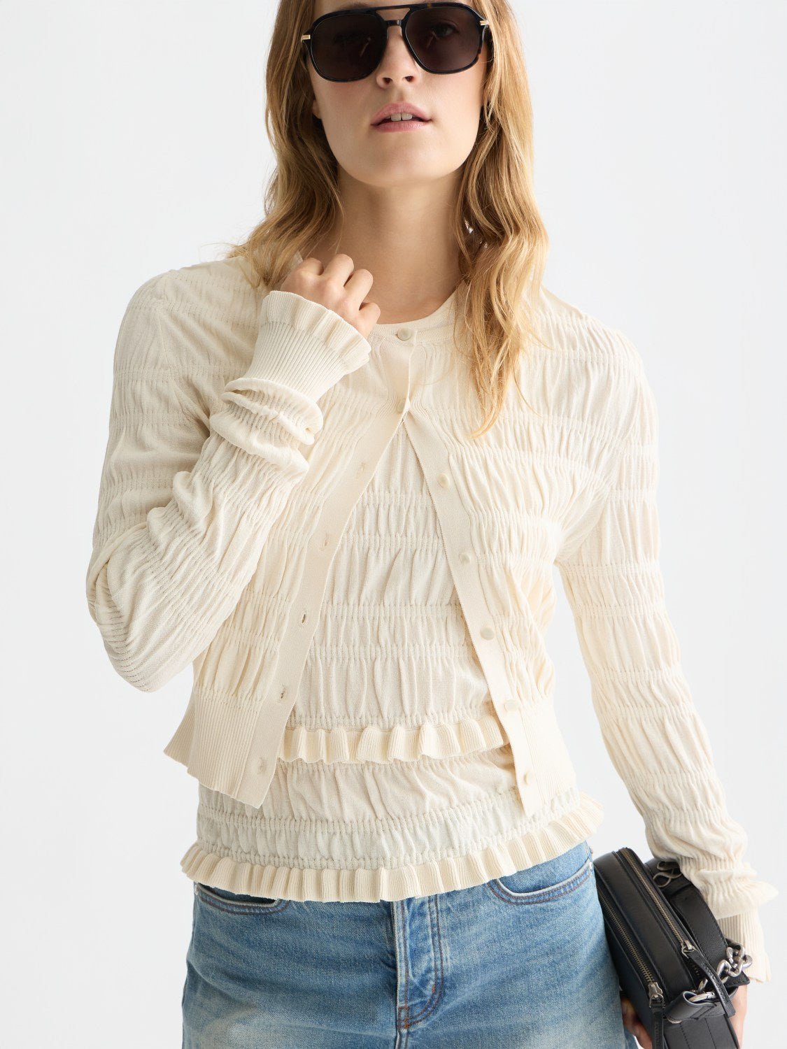 Smock Stitch Crew Neck Cardigan - Scotch & Soda South Africa