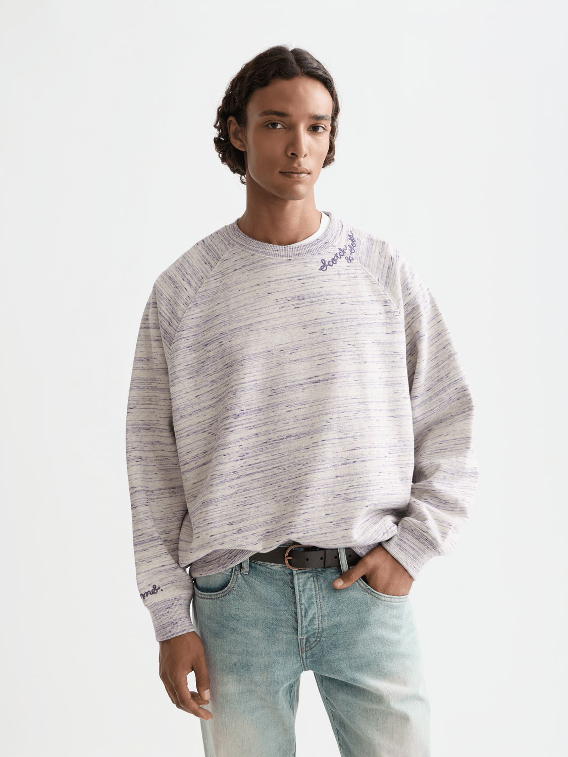 Space Yarn Embroidered Loose-Fit Sweatshirt - Scotch & Soda South Africa