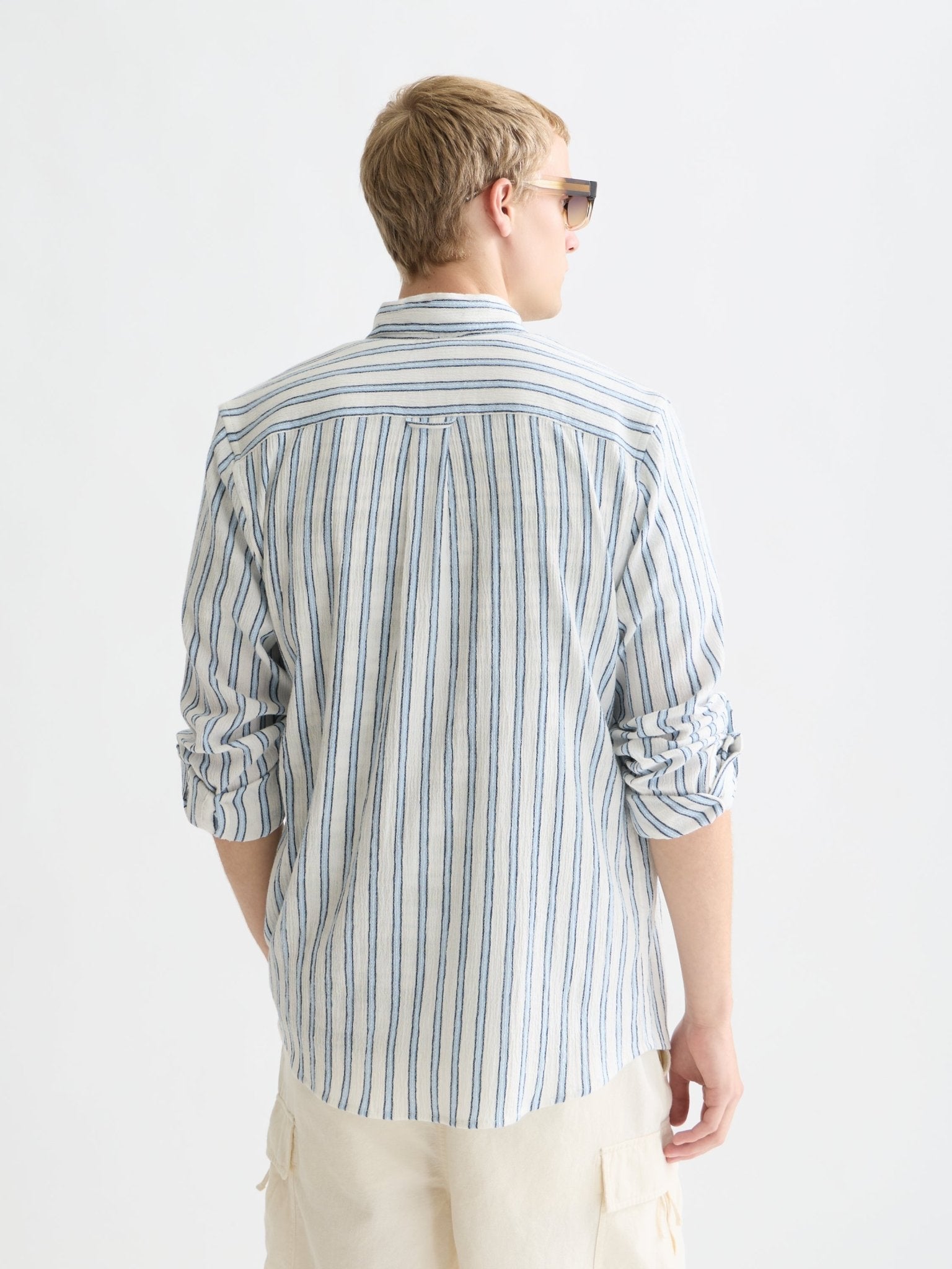 Striped Crinkle Structure Regular-Fit Shirt - Scotch & Soda South Africa