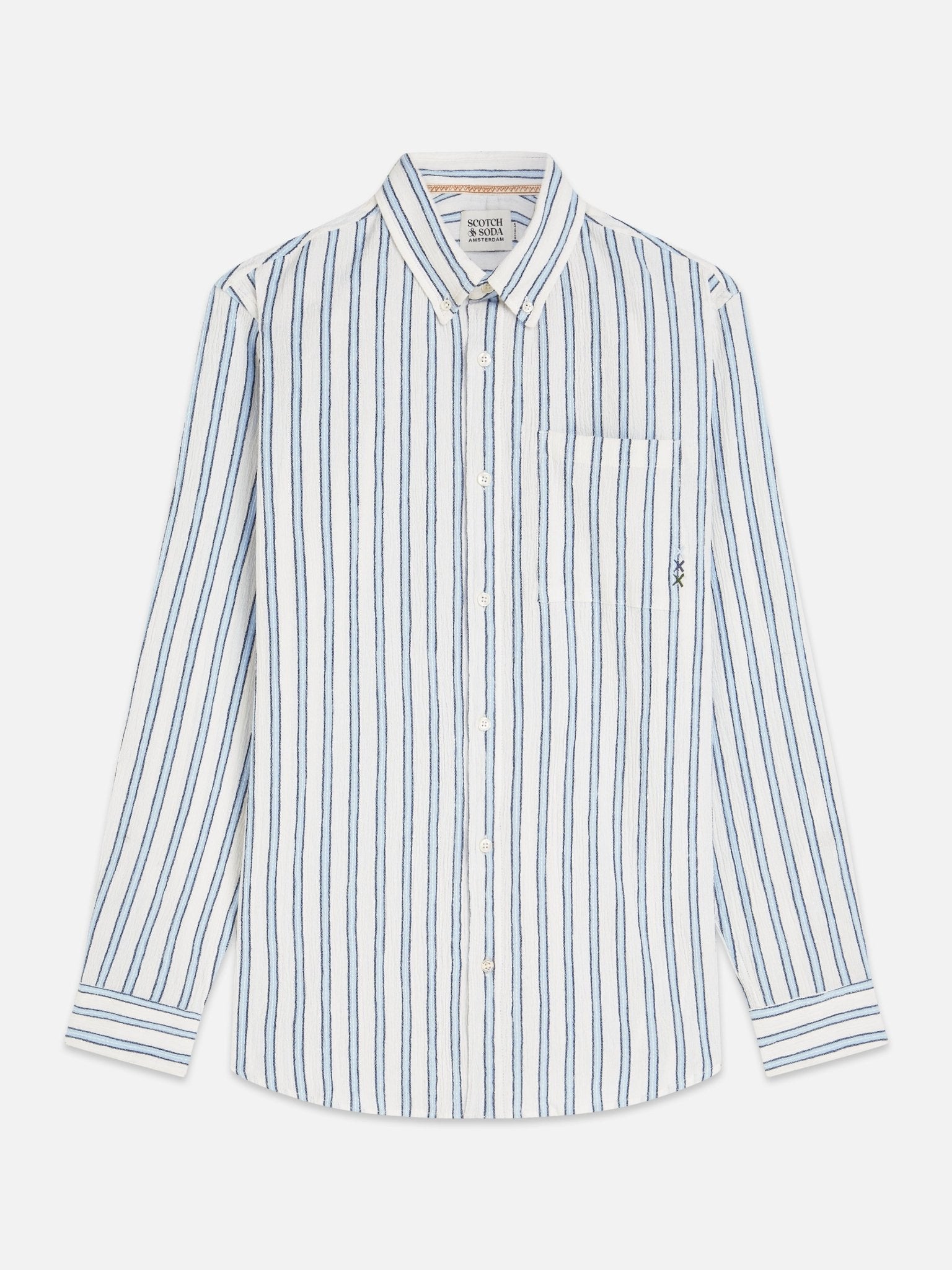 Striped Crinkle Structure Regular-Fit Shirt - Scotch & Soda South Africa