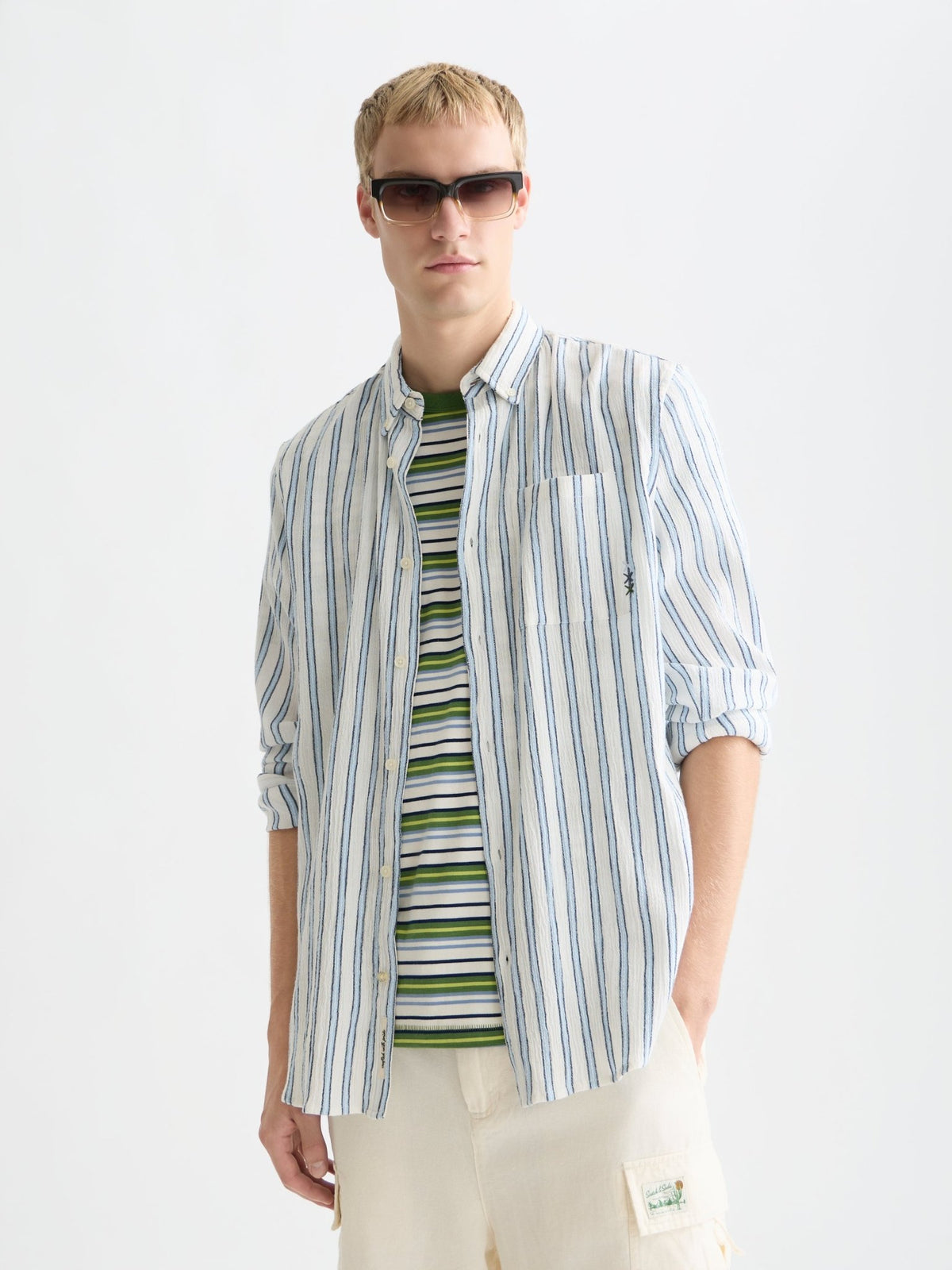 Striped Crinkle Structure Regular-Fit Shirt - Scotch & Soda South Africa