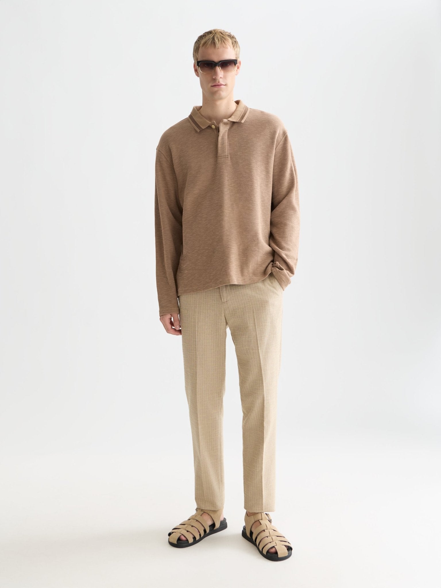 Structured Relaxed-Fit Long-Sleeved Polo - Scotch & Soda South Africa
