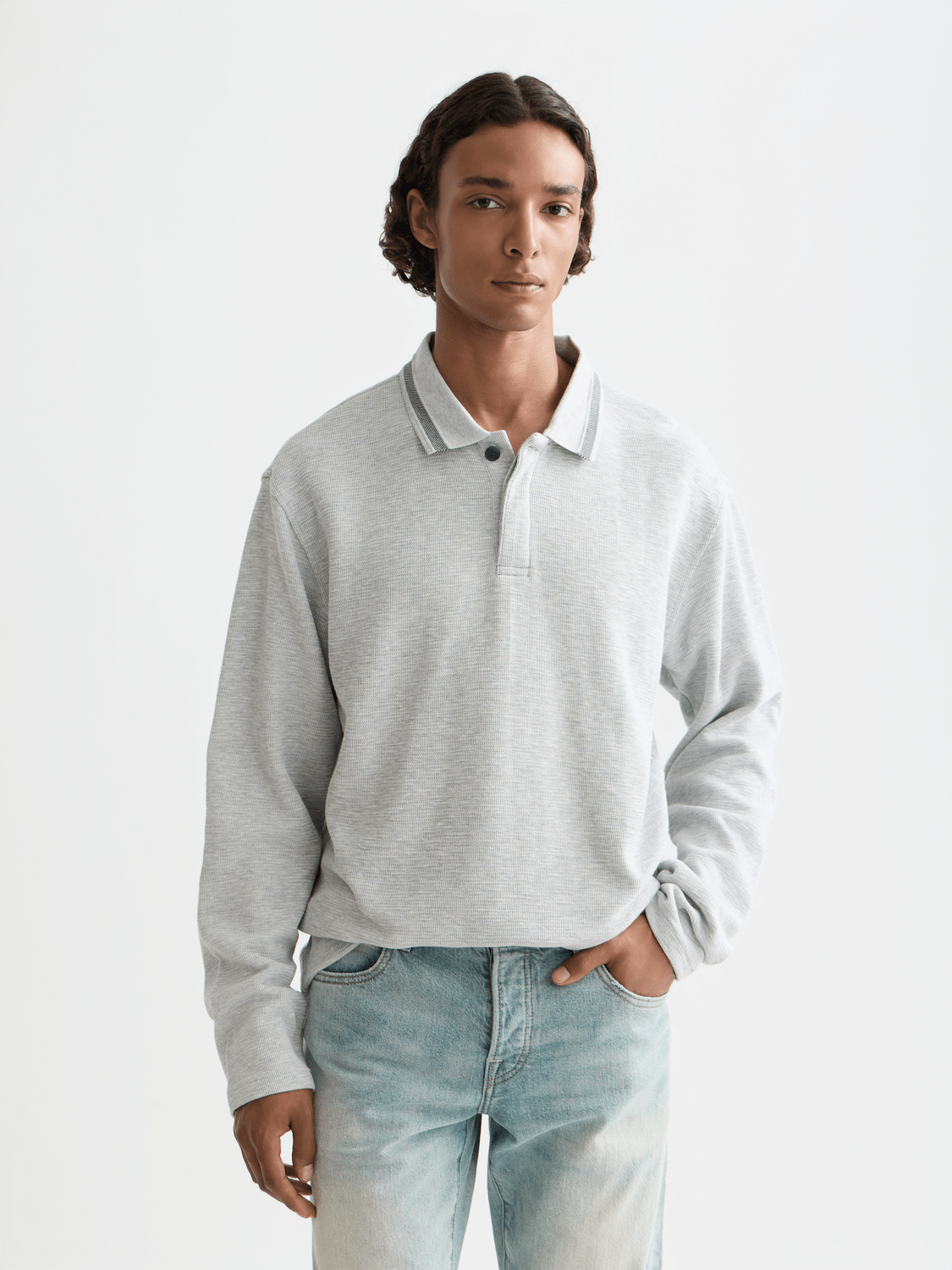 Structured Relaxed-Fit Long-Sleeved Polo - Scotch & Soda South Africa