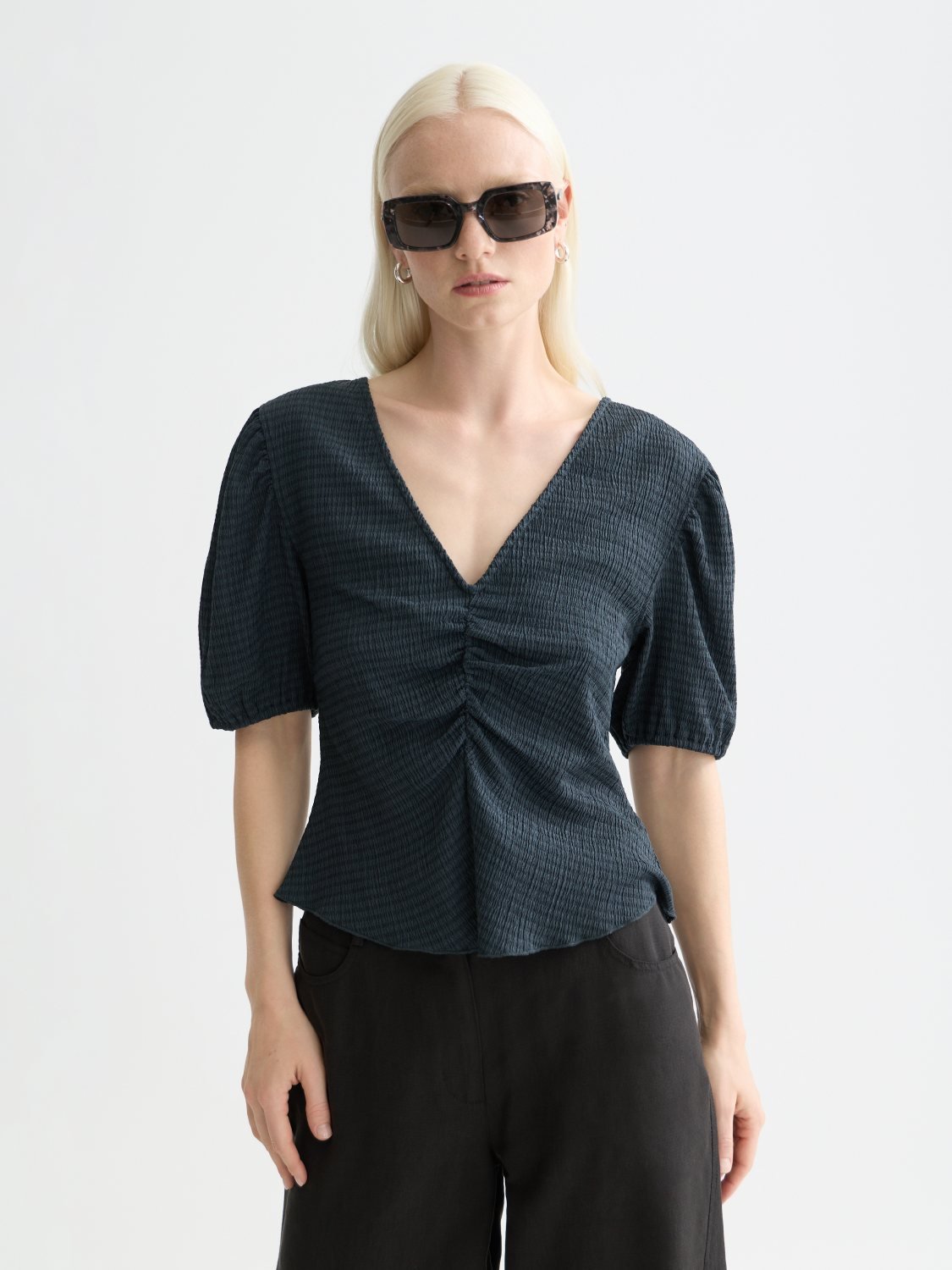 Structured V-Neck Top - Scotch & Soda South Africa