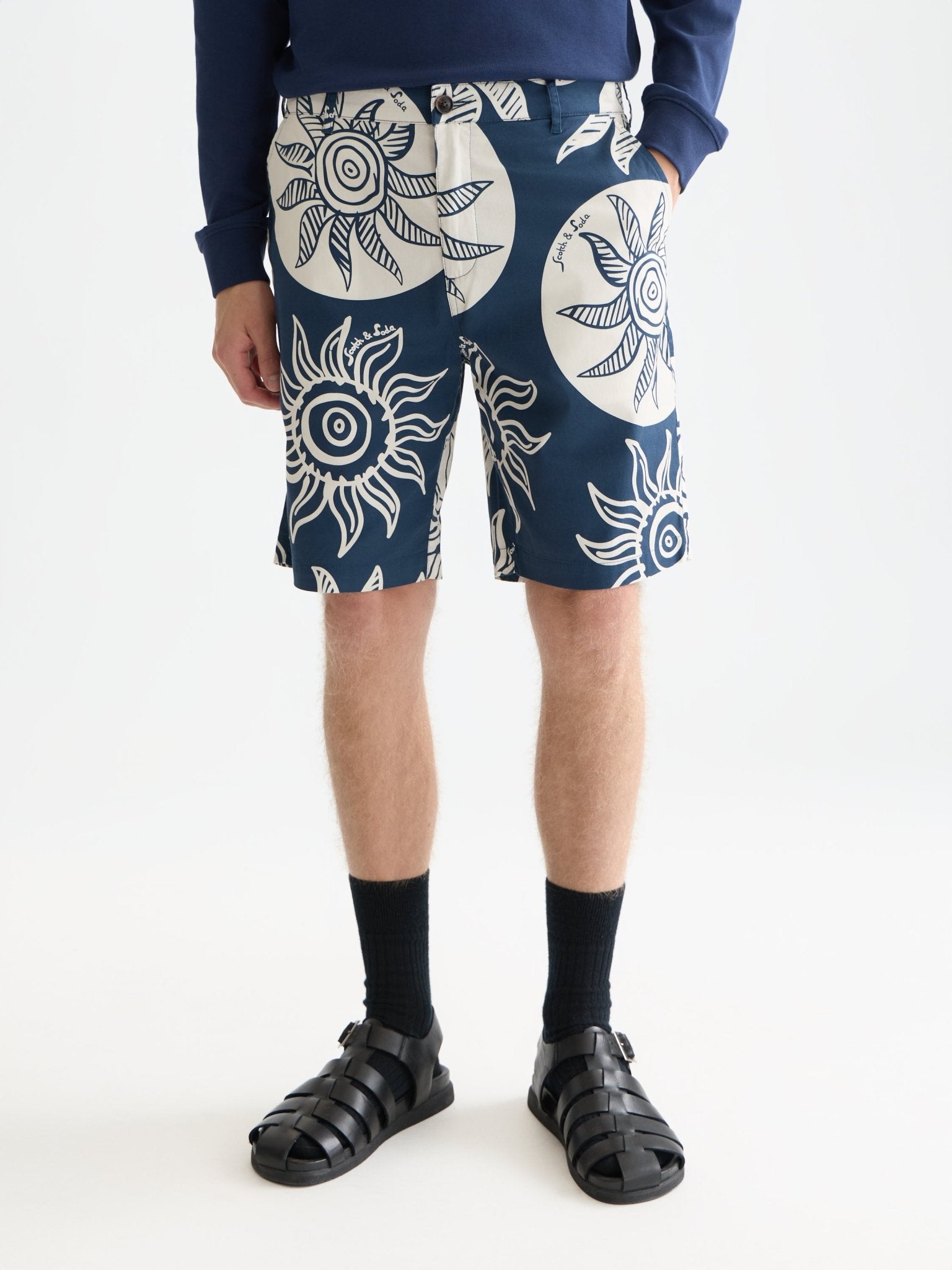 Stuart Printed Stretch Cotton Chino Shorts - Scotch & Soda South Africa