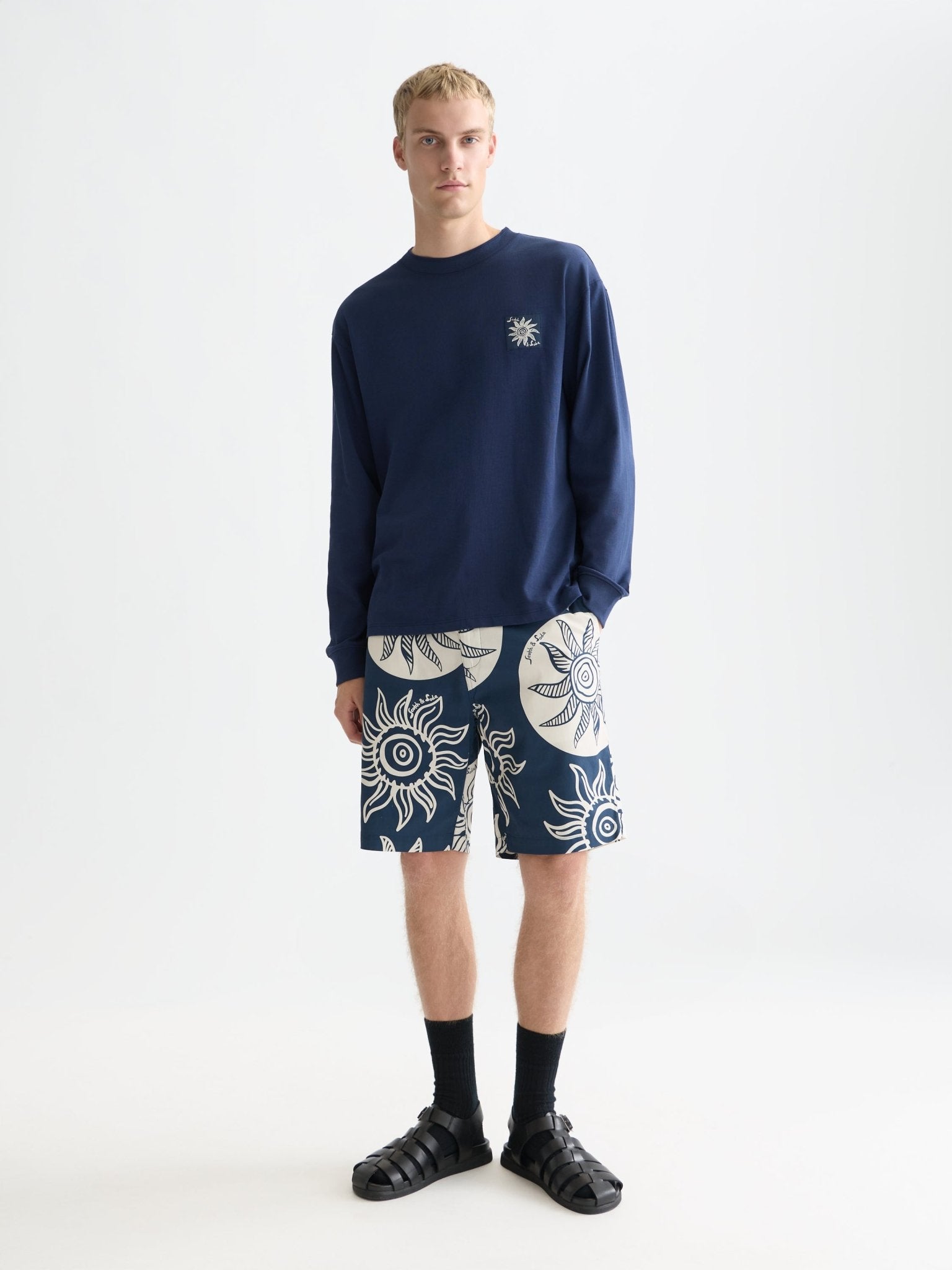 Stuart Printed Stretch Cotton Chino Shorts - Scotch & Soda South Africa