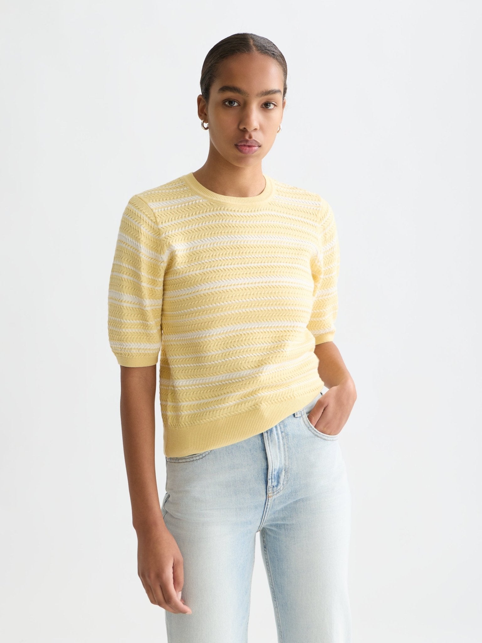 Textured Stripe Knitted Tee - Scotch & Soda South Africa