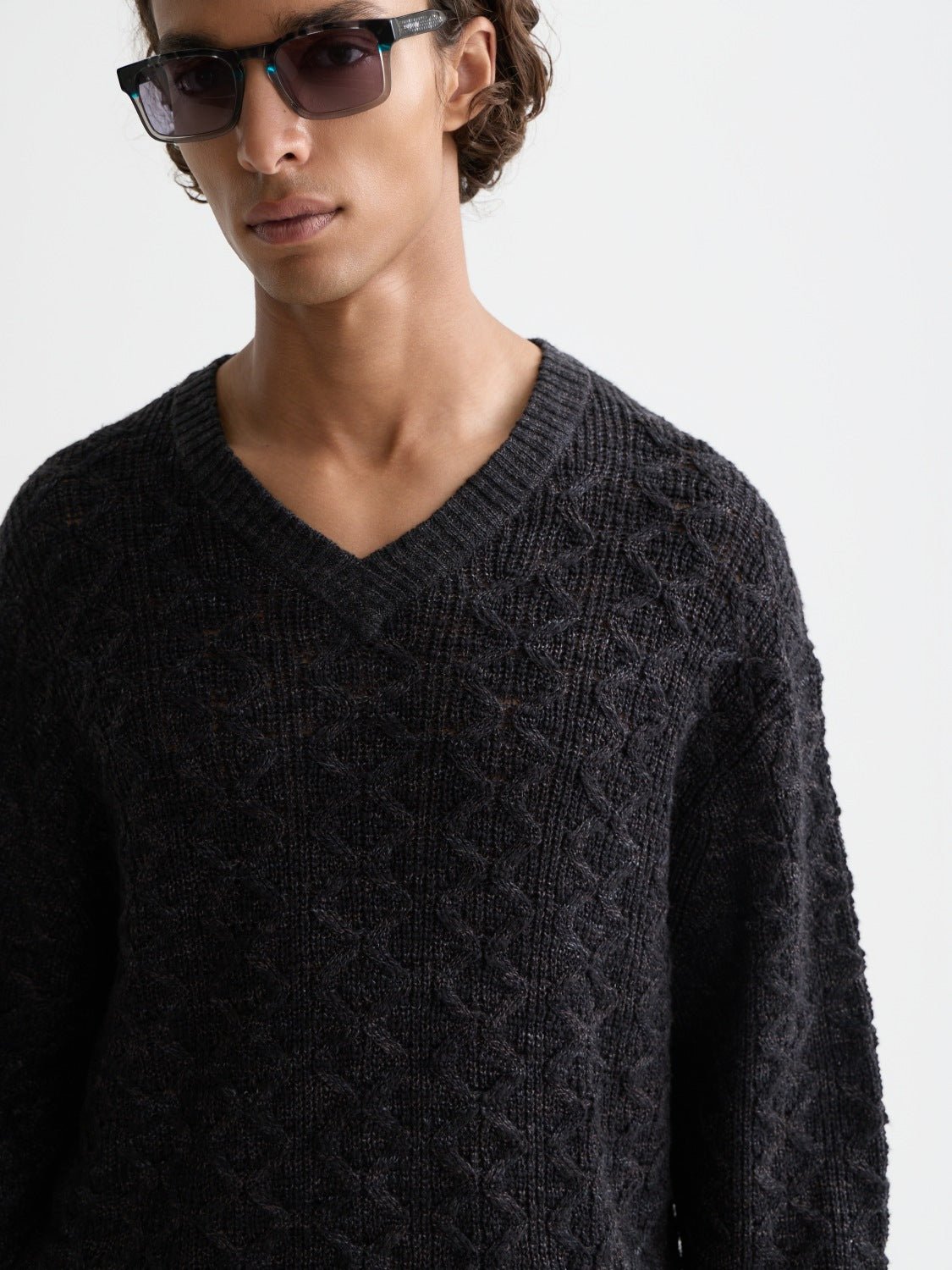 V-Neck Cable Loose-Fit Pullover - Scotch & Soda South Africa