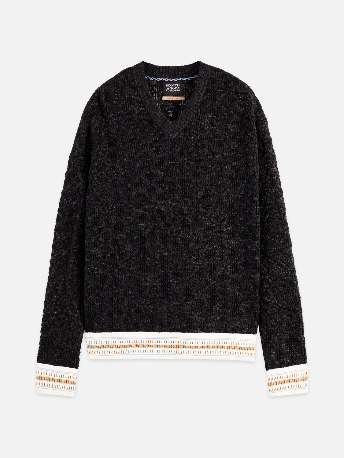 V-Neck Cable Loose-Fit Pullover - Scotch & Soda South Africa