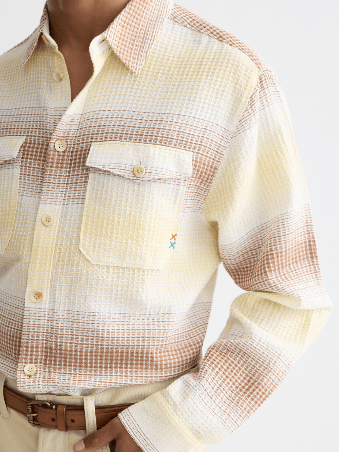 Waffle Structure Stripe Shirt - Scotch & Soda South Africa
