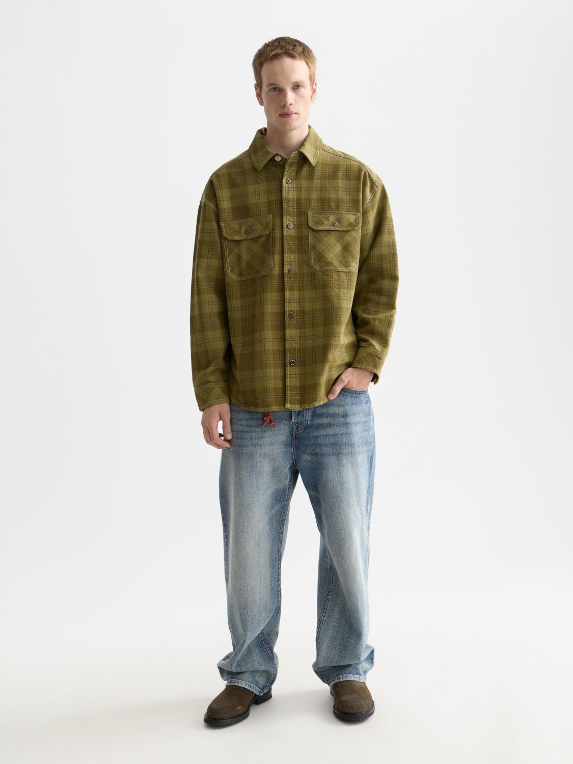 Washed Denim Checked Overshirt - Scotch & Soda South Africa