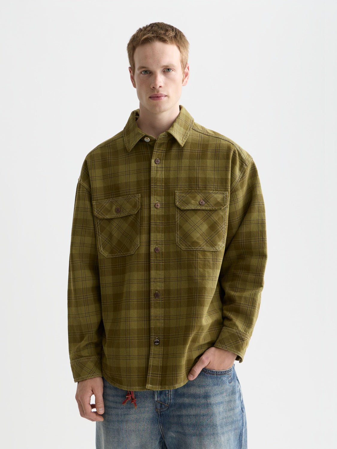 Washed Denim Checked Overshirt - Scotch & Soda South Africa