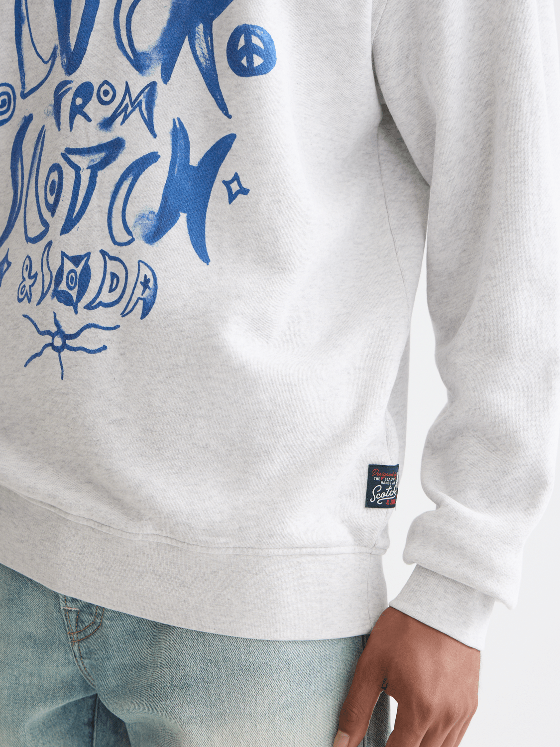 Washed Denim Graphic Sweat - Scotch & Soda South Africa