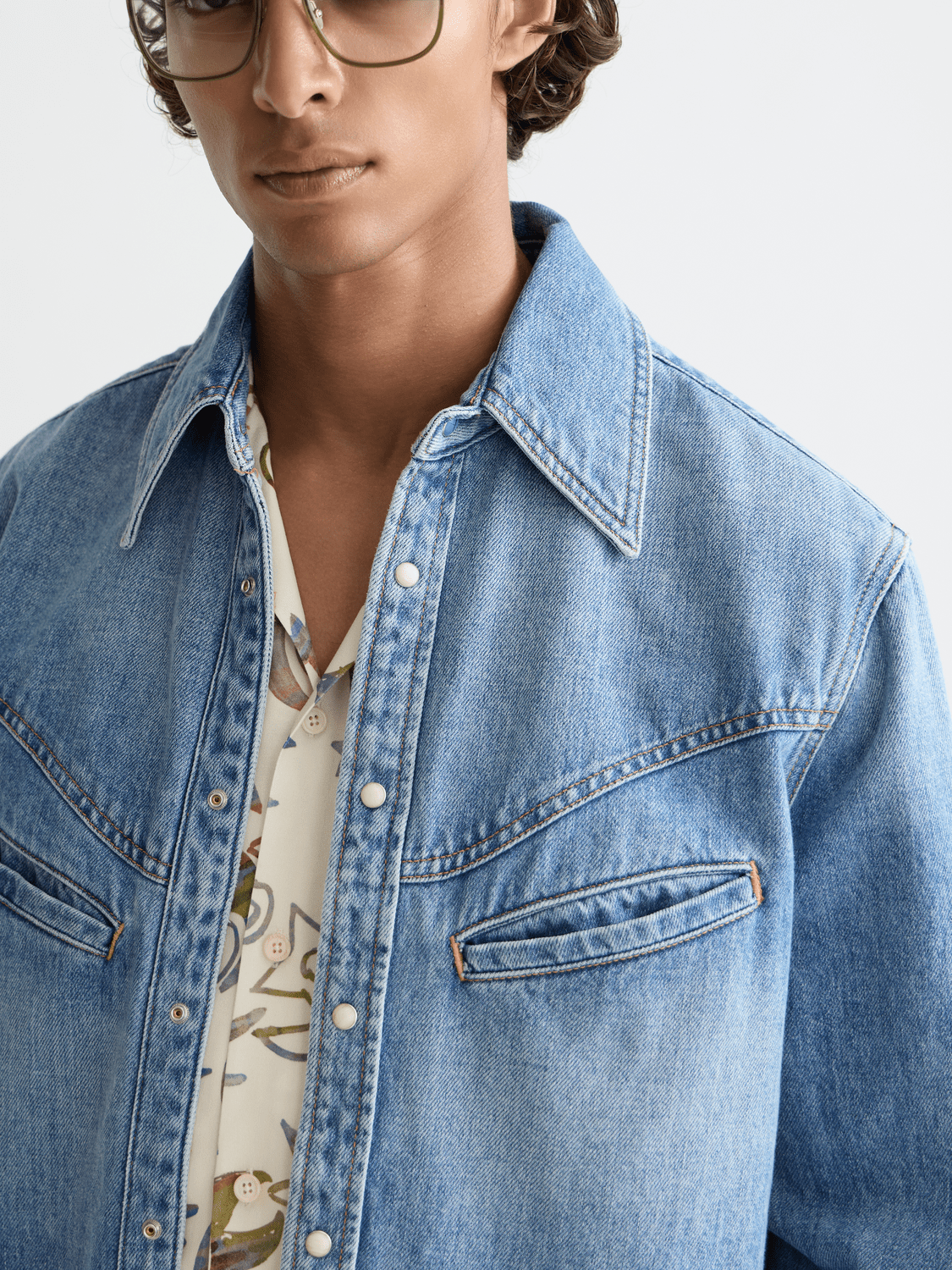 Washed Denim Shirt With Western Details - Scotch & Soda South Africa