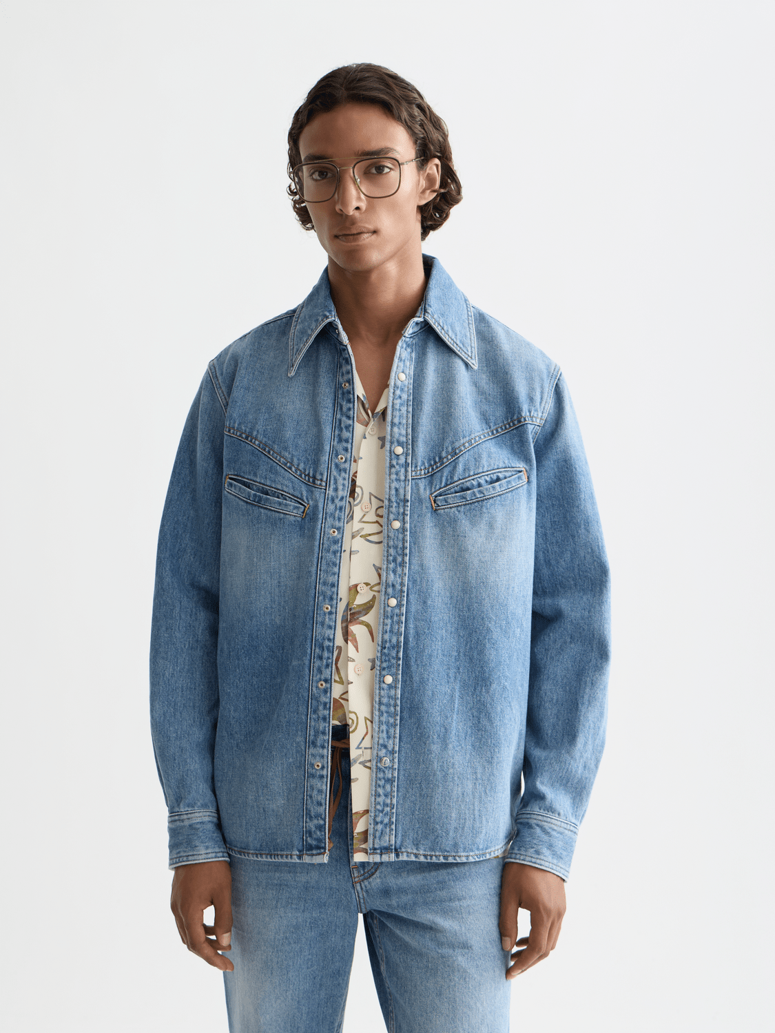 Washed Denim Shirt With Western Details - Scotch & Soda South Africa