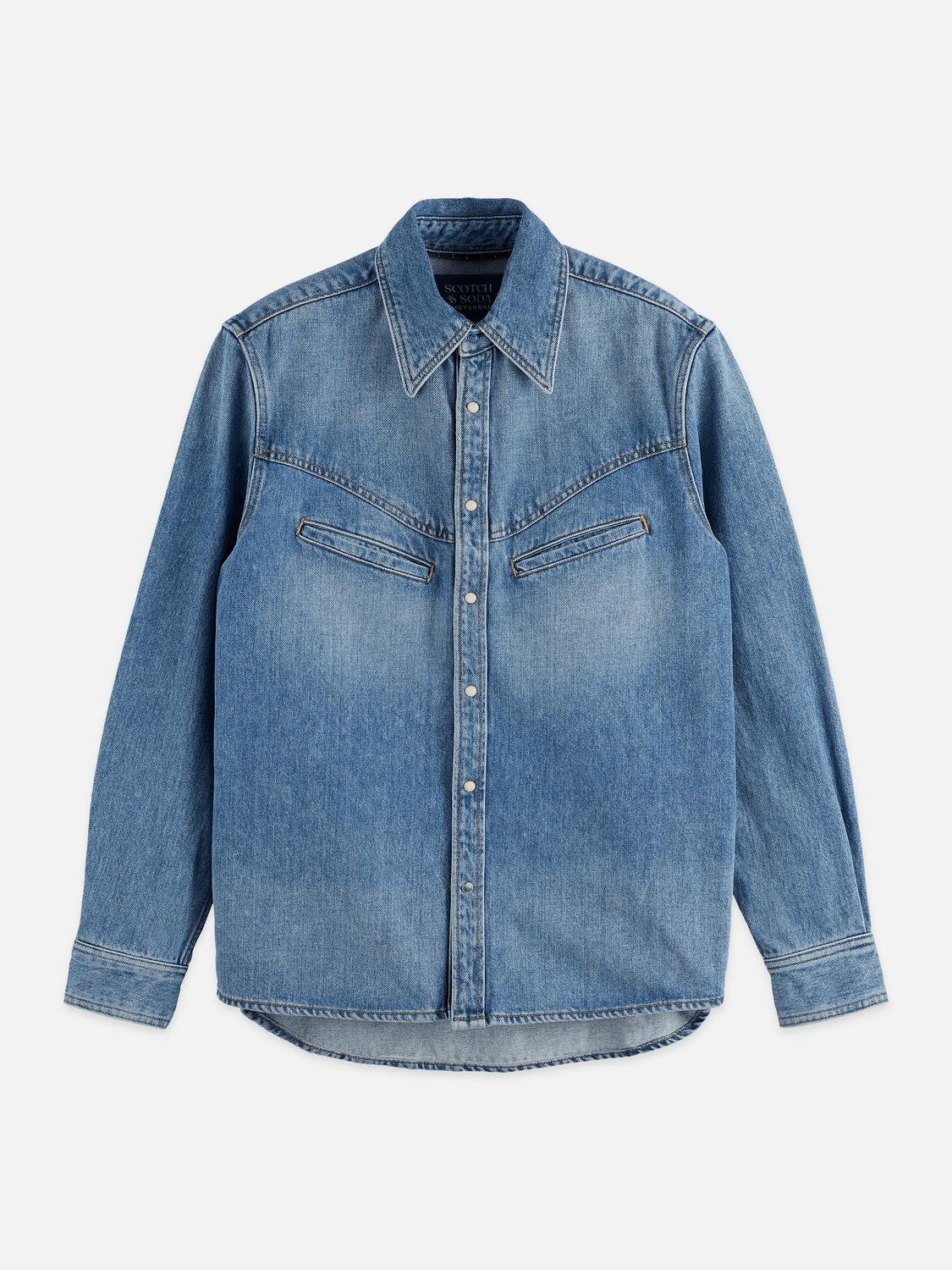 Washed Denim Shirt With Western Details - Scotch & Soda South Africa
