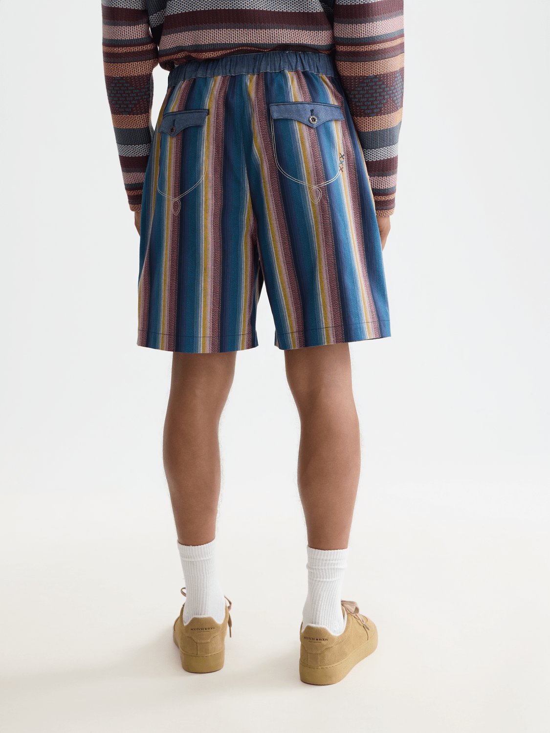 Western Detailed Striped Cotton Loose-Fit Bermuda - Scotch & Soda South Africa