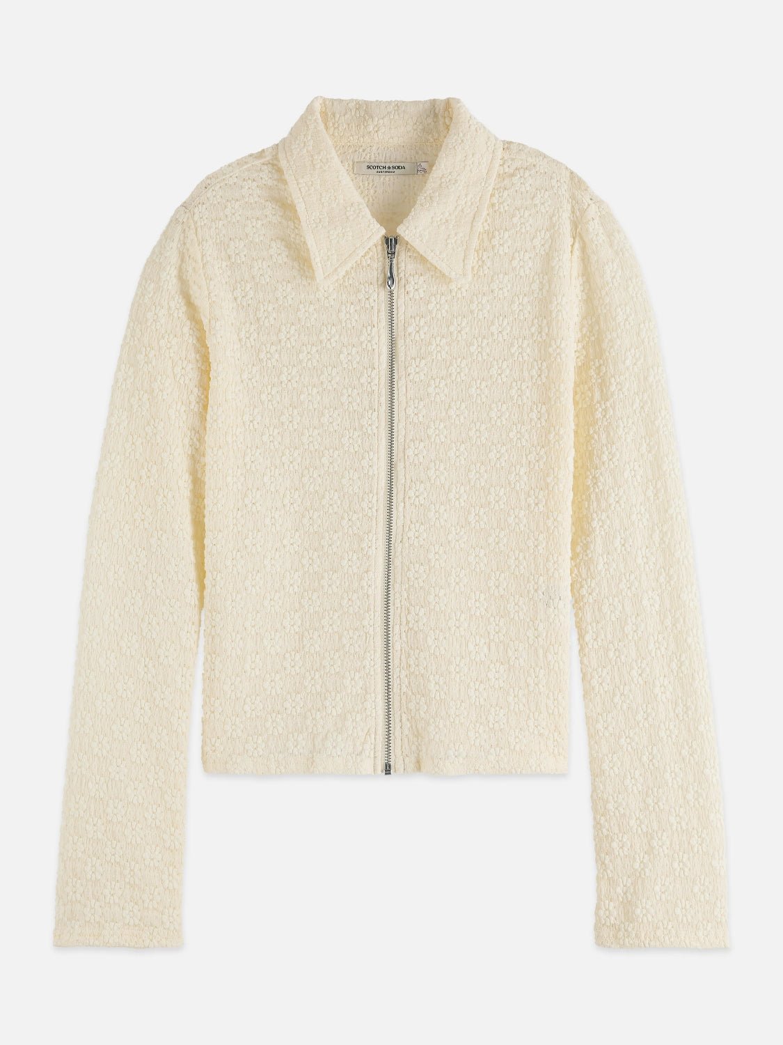 Zip Through Open Structure Long Sleeve T-Shirt - Scotch & Soda South Africa