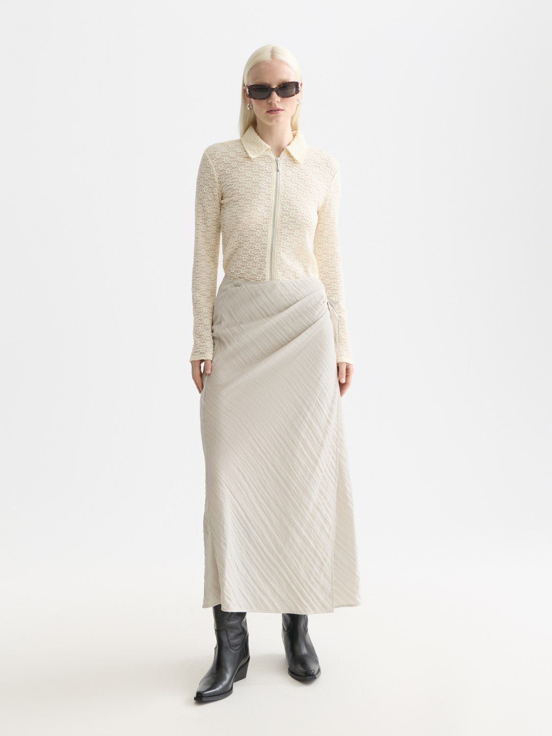 Zip Through Open Structure Long Sleeve T-Shirt - Scotch & Soda South Africa