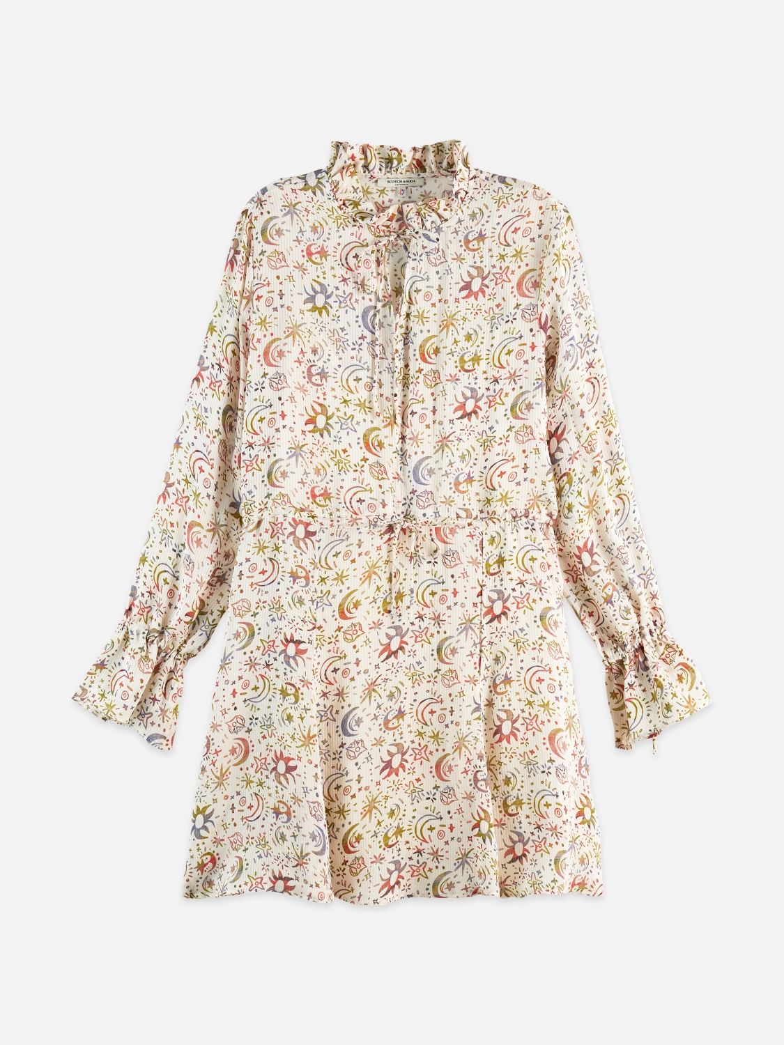 Printed Long Sleeve Mini Dress