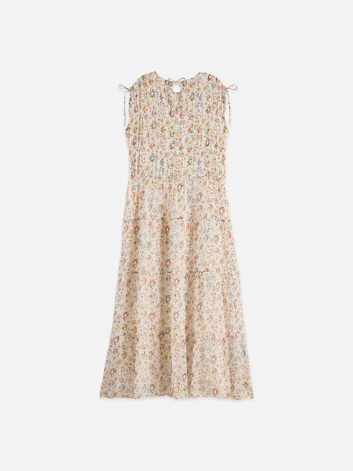 Gathered Midi Dress With Ties